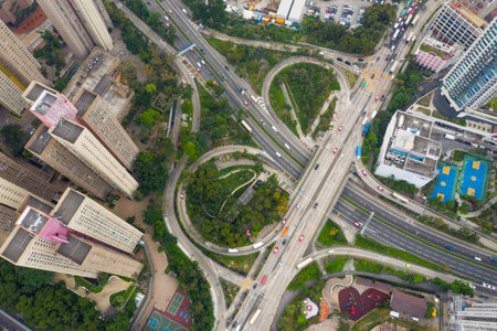 Diamond Hill, Hong Kong 11 April 2019: Top view of Hong Kong cityのeditorial素材