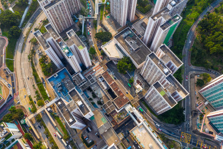 Choi Hung, Hong Kong 25 April 2019: Top view of Hong Kong cityのeditorial素材