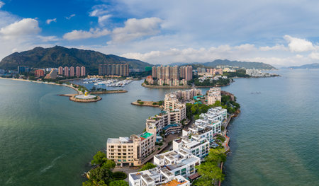 Tuen Mun, Hong Kong 16 May 2019: Aerial view of Hong Kong gold coastのeditorial素材