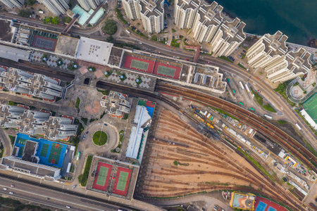 Chai Wan, Hong kong 02 May 2019: Top view of Hong Kong residential districtのeditorial素材