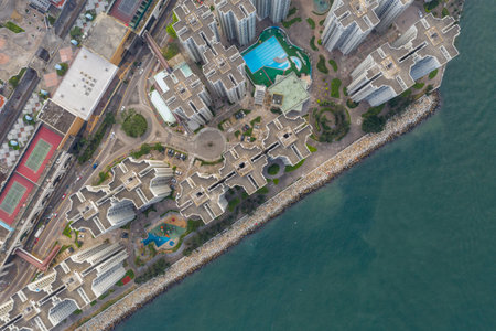 Chai Wan, Hong kong 02 May 2019: Aerial view of Hong Kong residential districtのeditorial素材