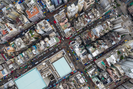 Sham Shui Po, Hong Kong 07 May 2019: Top view of Hong Kong cityのeditorial素材