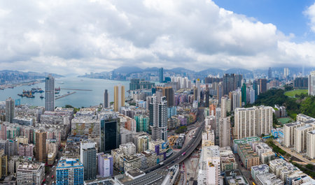 To Kwa Wan, Hong Kong 17 May 2019: Top view of Hong Kong residential district
