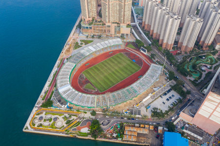 Chai Wan, Hong Kong 22 May 2019: Top view of Hong Kong recreation sport complexのeditorial素材