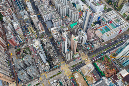 Sham Shui Po, Hong Kong 07 May 2019: Top view of Hong Kong cityのeditorial素材