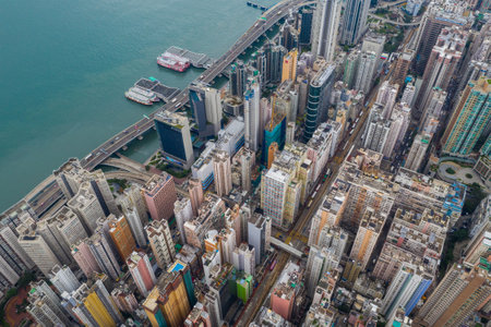 North Point, Hong Kong 01 June 2019: Top down view of Hong Kong apartment buildingのeditorial素材