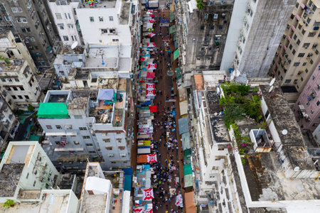 Sham Shui Po, Hong Kong 06 May 2019: Hong Kong downtown city from topのeditorial素材