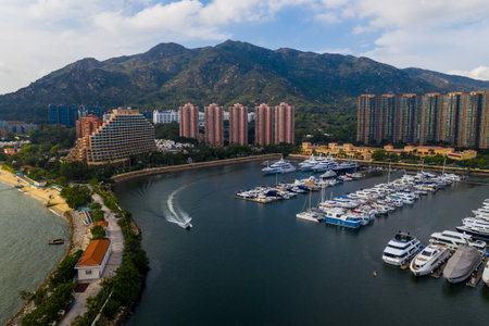 Tuen Mun, Hong Kong 16 May 2019: Aerial view of Hong Kong gold coastのeditorial素材