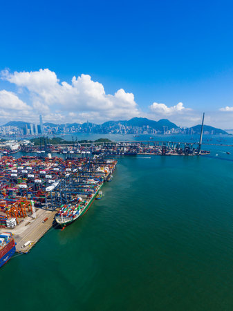 Kwai Chung, Hong Kong 15 May 2019: Kwai Chung Cargo Terminal in Hong Kong cityのeditorial素材