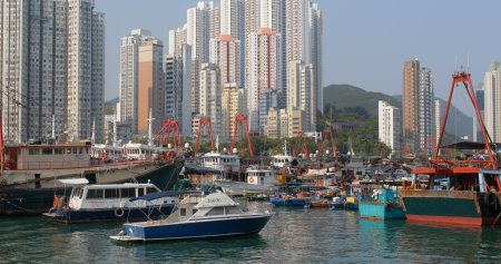 Aberdeen, Hong Kong 12 May 2019: Hong Kong fishing harbor portのeditorial素材
