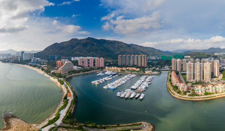 Tuen Mun, Hong Kong 16 May 2019: Aerial view of Hong Kong gold coastのeditorial素材