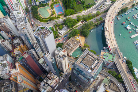 North point, Hong Kong 01 June 2019: Top view of Hong Kong islandのeditorial素材