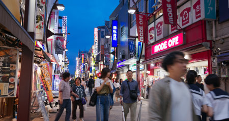Tokyo, Japan 24 June 2019: Ueno district in Tokyo city at nightのeditorial素材