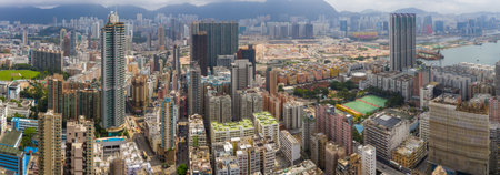 To Kwa Wan, Hong Kong 17 May 2019: Top view of Hong Kong city