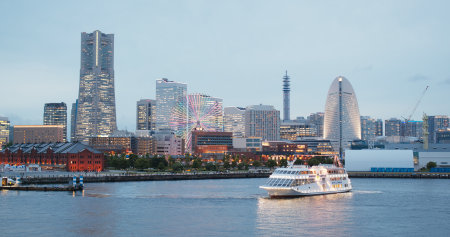 Yokohama, Japan 09 July 2019: Yokohama city at nightのeditorial素材