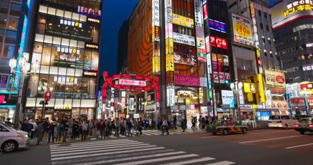 Tokyo, Japan 28 June 2019: Shinjuku district in Japan at nightのeditorial素材