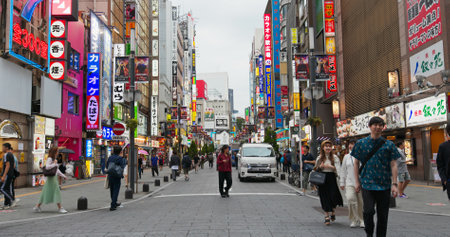Tokyo, Japan- 02 July 2019: Shinjuku city street in Japanのeditorial素材
