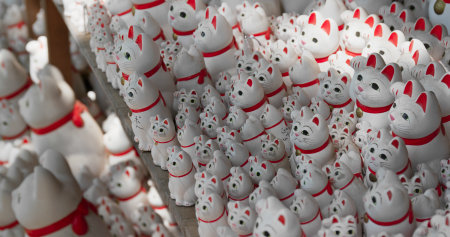 neko figurine at Traditional temple Gotokuji Shrine in Japanのeditorial素材