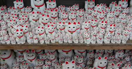 neko figurine at Gotokuji Shrine in Tokyo cityのeditorial素材