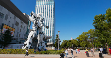 Tokyo, Japan 30 June 2019: Unicorn Gundam statue in Odaibaのeditorial素材