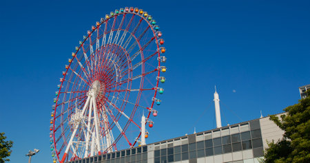 Ferris wheel with blue skyのeditorial素材