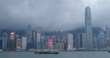 Victoria Harbor, Hong Kong, 21 April 2019:- Hong Kong city landmark