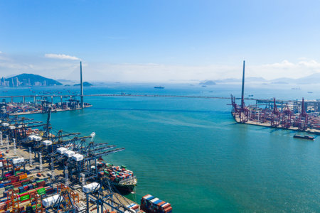 Hong Kong 15 May 2019: Cargo Terminal in Hong Kong cityのeditorial素材