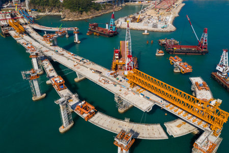 Tseung Kwan O, Hong Kong 21 December 2020: Cross harbor bridge under construction
