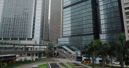 Central, Hong Kong 09 April 2021: First personal view of people walk at the business district in Hong Kongの写真素材