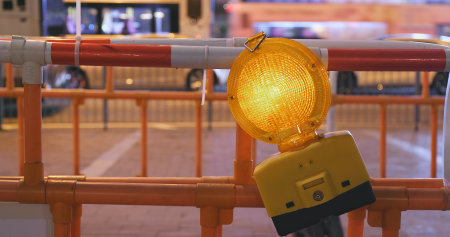 Caution sign is lit up