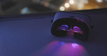 VR device playing movie insideの写真素材