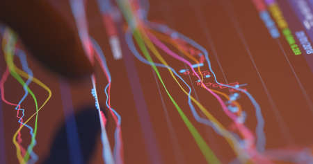 Analysis stock market data on digital screenの写真素材