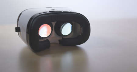 Movie playing inside virtual reality deviceの写真素材