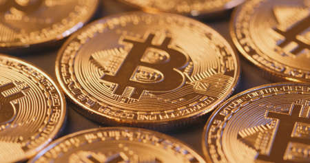 Bitcoin in stackの写真素材