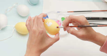 Easter eggs painted with egg
