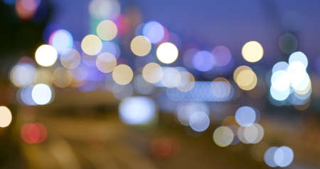 Bokeh of city traffic at nightの写真素材