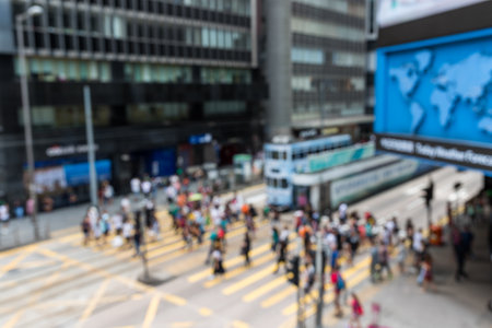 Bokeh of city street in Hong Kongの写真素材