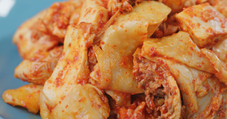 Spicy steamed chicken on plateの写真素材