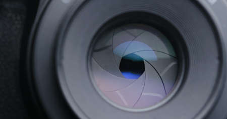 Taking photo by adjusting apertureの写真素材