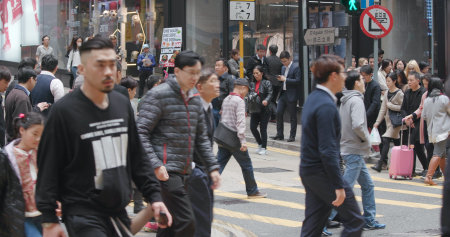 Central, Hong Kong, 28 February 2018:- Top view of people crossing the roadのeditorial素材