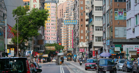 Wan Chai, Hong kong 06 September 2020: city street in Hong Kongのeditorial素材
