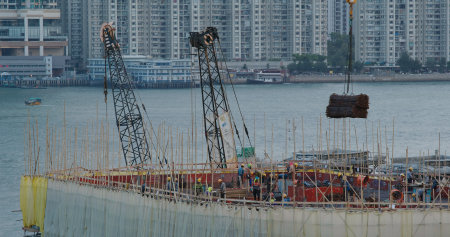Lei Yue Mun, Hong Kong 21 September 2020: Construction site in Hong Kong