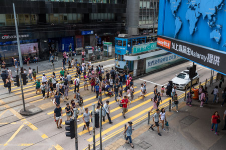 Central, Hong Kong, 18 august 2018:- People walking in the streetのeditorial素材