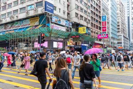 Tsim Sha Tusi, Hong Kong, 21 August 2018:- Busy traffic road in Hong Kongのeditorial素材