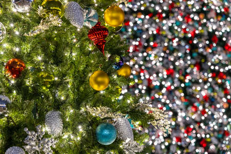 Christmas tree decoration in city at night