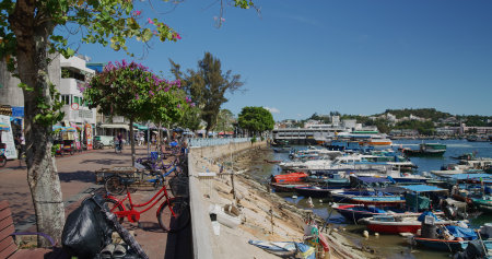 Cheung Chau, Hong Kong 27 May 2021: Fishing boat on the seaのeditorial素材