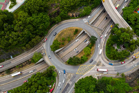 Top down view of the roundaboutの写真素材
