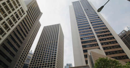 Low angle of office towerの写真素材