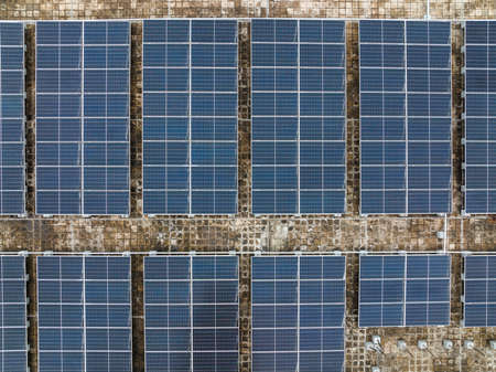 Top down view of solar panelの写真素材