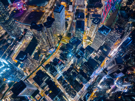 Aerial view of Hong Kong business districtの写真素材